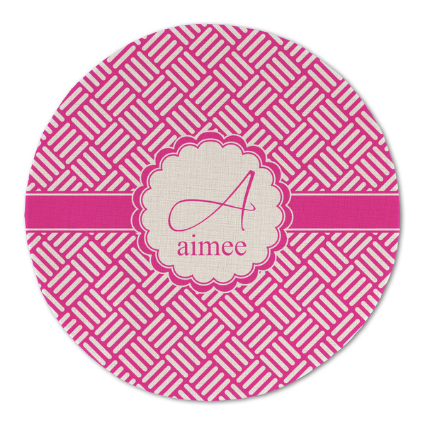 Square Weave Round Linen Placemats - FRONT (Double Sided)