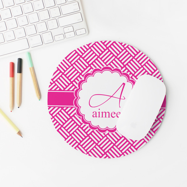 Square Weave Round Mousepad - LIFESTYLE 2