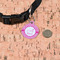 Square Weave Round Pet ID Tag - Small - In Context