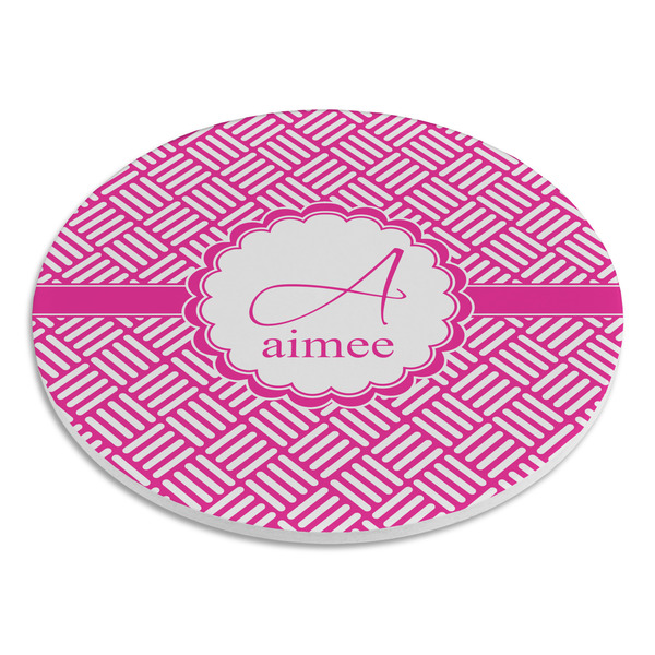 Square Weave Round Stone Trivet - Angle View