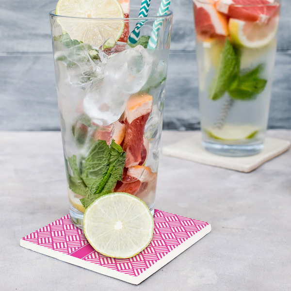 Square Weave Set of 4 Stone Coasters - In Context View