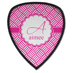 Square Weave Iron on Shield Patch A w/ Name and Initial