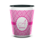 Square Weave Ceramic Shot Glass - 1.5 oz - Two Tone - Single (Personalized)