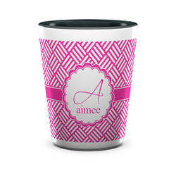 Square Weave Ceramic Shot Glass - 1.5 oz - Two Tone - Set of 4 (Personalized)