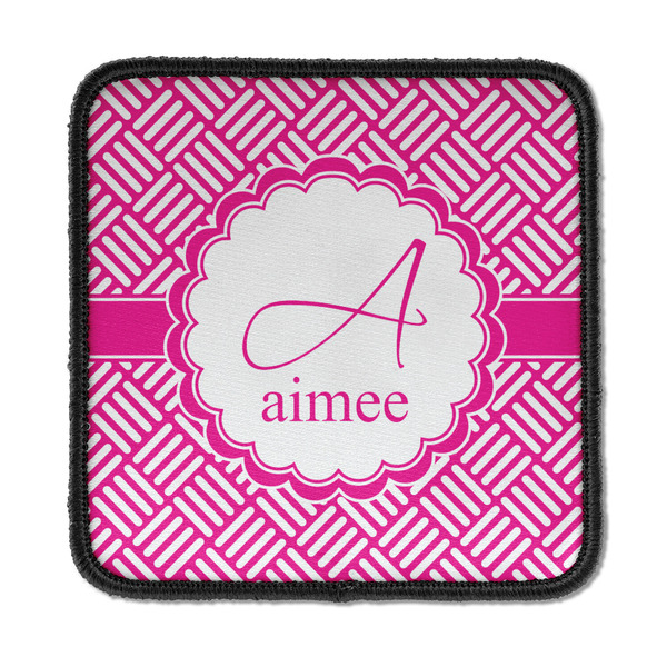 Custom Square Weave Iron On Square Patch w/ Name and Initial