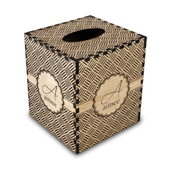 Square Weave Wood Tissue Box Cover (Personalized)