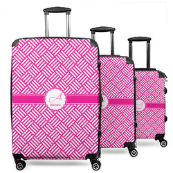 Square Weave 3 Piece Luggage Set - 20" Carry On, 24" Medium Checked, 28" Large Checked (Personalized)