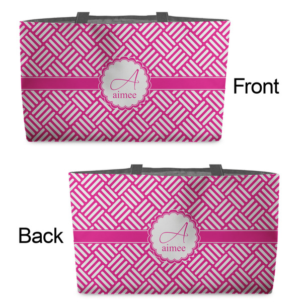 Square Weave Tote w/Black Handles - Front & Back Views