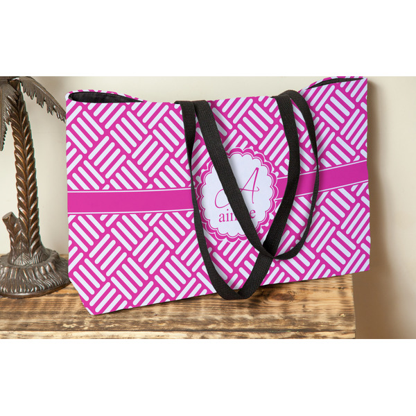 Square Weave Tote w/Black Handles - Lifestyle View