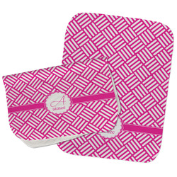 Square Weave Burp Cloths - Fleece - Set of 2 w/ Name and Initial