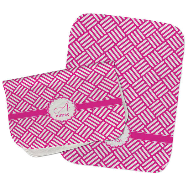 Square Weave Two Rectangle Burp Cloths - Open & Folded