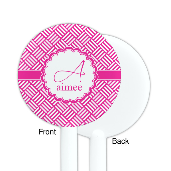 Square Weave White Plastic 5.5" Stir Stick - Single Sided - Round - Front & Back