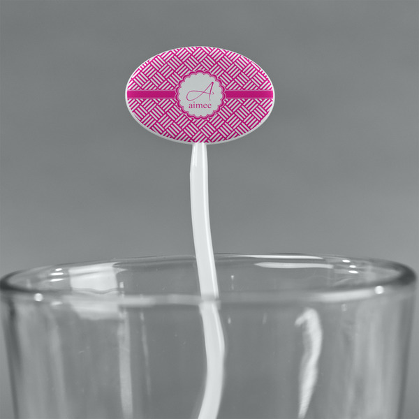 Square Weave White Plastic 7" Stir Stick - Oval - Main