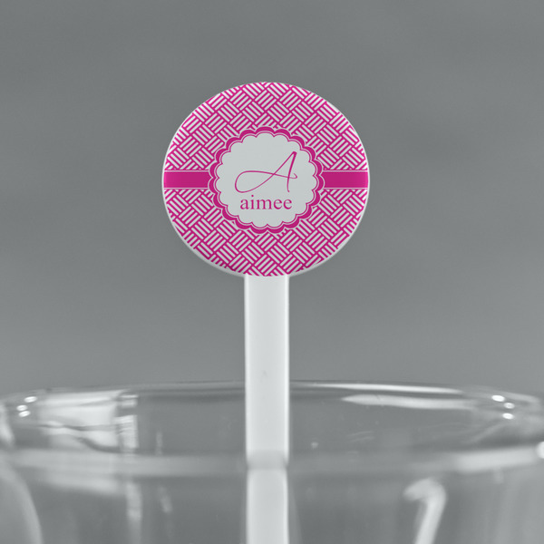 Square Weave White Plastic 7" Stir Stick - Round - Main