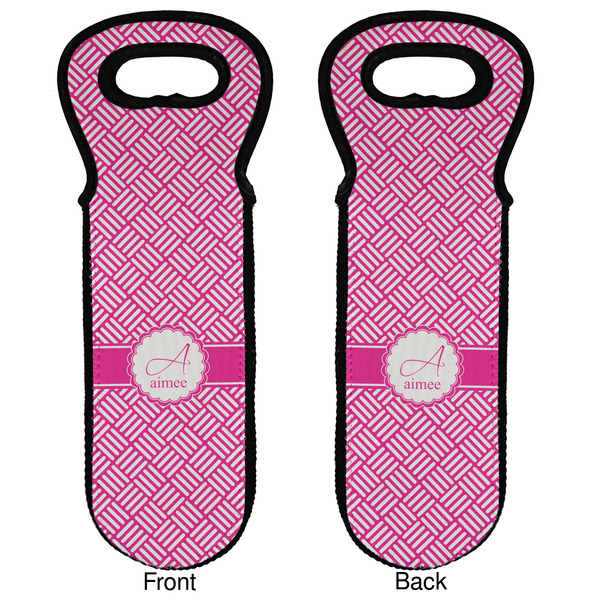 Square Weave Wine Tote Front & Back