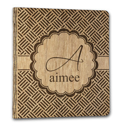 Square Weave Wood 3-Ring Binder - 1" Letter Size (Personalized)