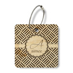 Square Weave Wood Luggage Tag - Square (Personalized)