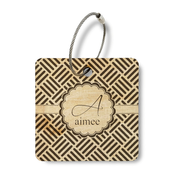 Custom Square Weave Wood Luggage Tag - Square (Personalized)