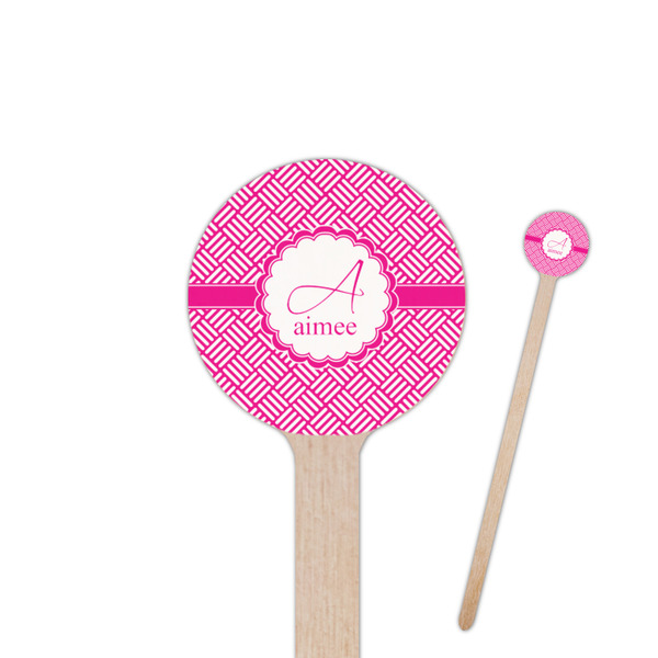 Custom Square Weave 7.5" Round Wooden Stir Sticks - Single Sided (Personalized)