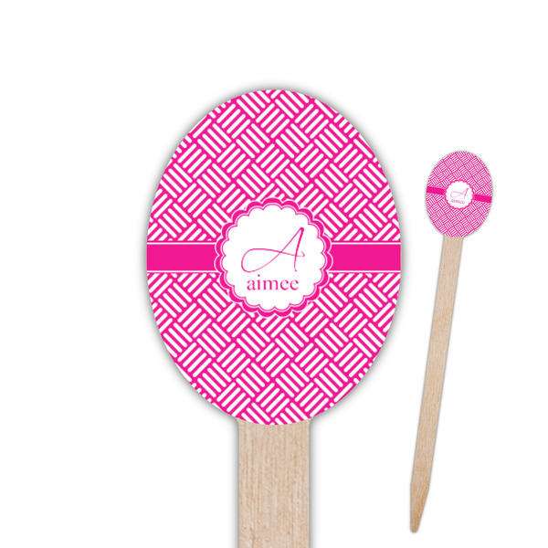 Custom Square Weave Oval Wooden Food Picks (Personalized)