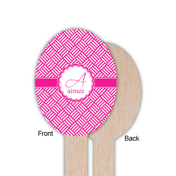 Square Weave Wooden Food Pick - Oval - Single Sided - Front & Back