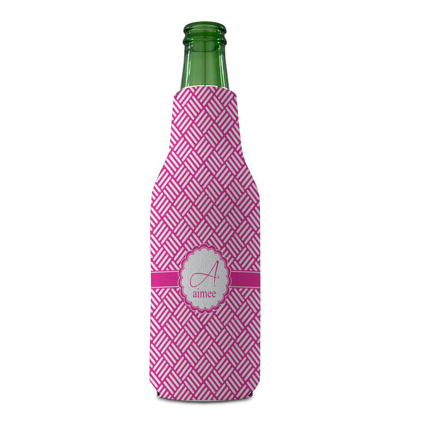 Square Weave Zipper Bottle Cooler - FRONT (bottle)