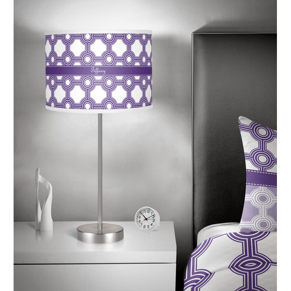 Connected Circles 13 inch drum lamp shade - in room