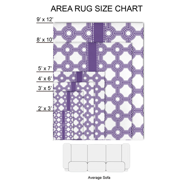 Connected Circles 2'x3' Indoor Area Rugs - Size Chart