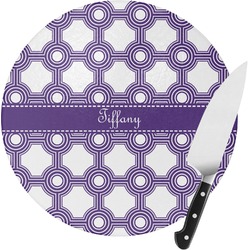 Connected Circles Round Glass Cutting Board - Small (Personalized)