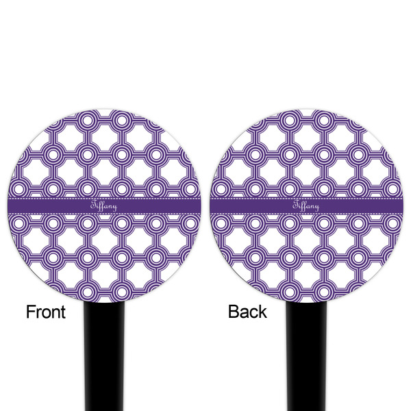 Connected Circles Black Plastic 4" Food Pick - Round - Double Sided - Front & Back