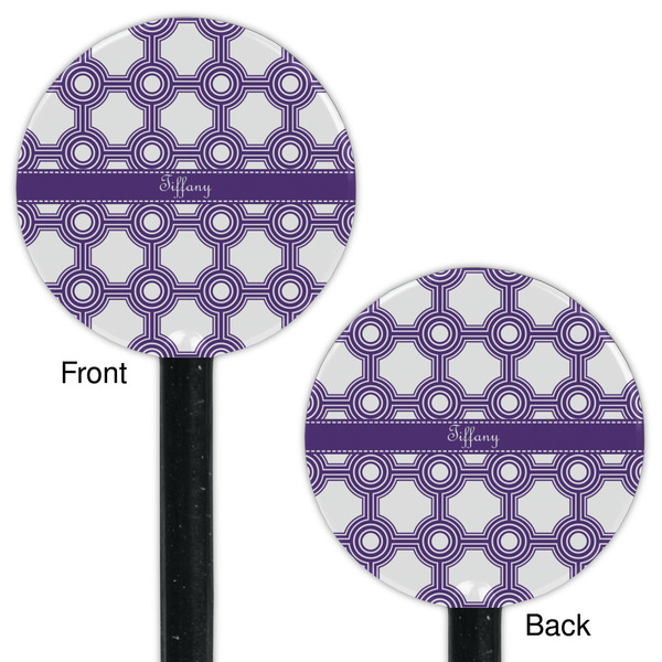 Connected Circles Black Plastic 5.5" Stir Stick - Double Sided - Round - Front & Back