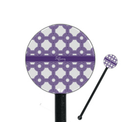 Connected Circles 5.5" Round Plastic Stir Sticks - Black - Single Sided (Personalized)