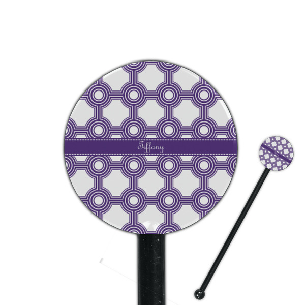 Custom Connected Circles 5.5" Round Plastic Stir Sticks - Black - Single Sided (Personalized)