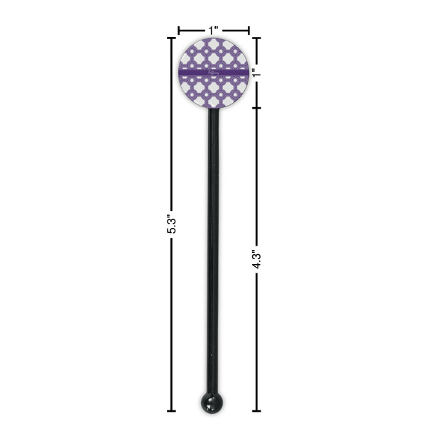 Connected Circles Black Plastic 5.5" Stir Stick - Round - Dimensions