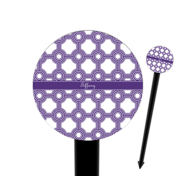 Custom Connected Circles 6" Round Plastic Food Picks - Black - Single Sided (Personalized)