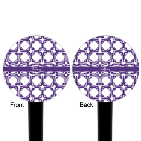 Connected Circles Black Plastic 6" Food Pick - Round - Double Sided - Front & Back