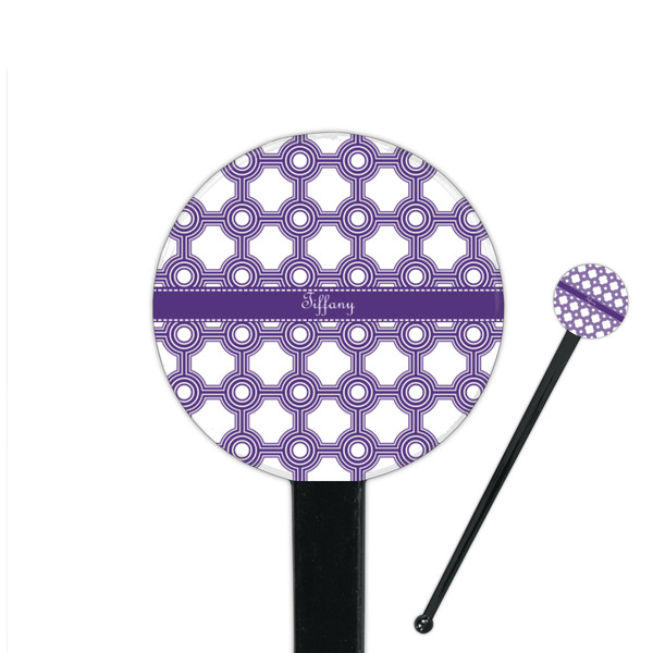 Custom Connected Circles 7" Round Plastic Stir Sticks - Black - Single Sided (Personalized)