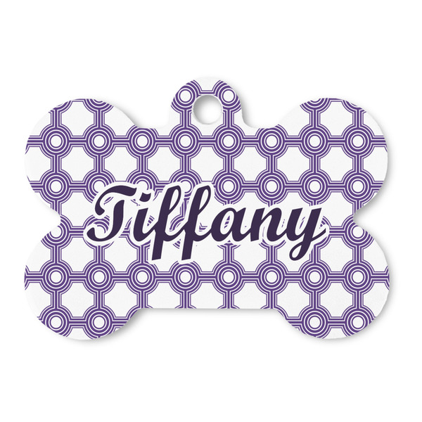 Custom Connected Circles Bone Shaped Dog ID Tag (Personalized)