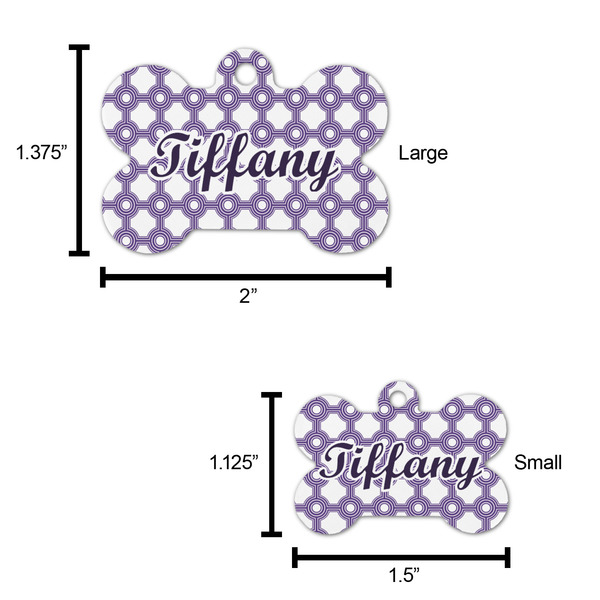Connected Circles Bone Shaped Dog ID Tag - Large - Scale