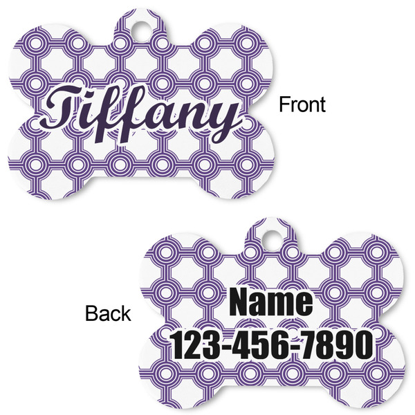 Connected Circles Bone Shaped Dog Tag - Front & Back