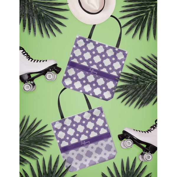 Connected Circles Canvas Tote Lifestyle Front and Back- 13x13