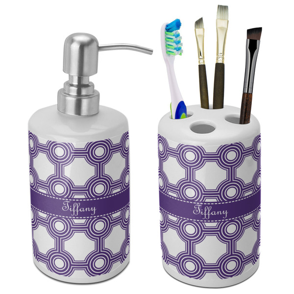 Custom Connected Circles Ceramic Bathroom Accessories Set (Personalized)