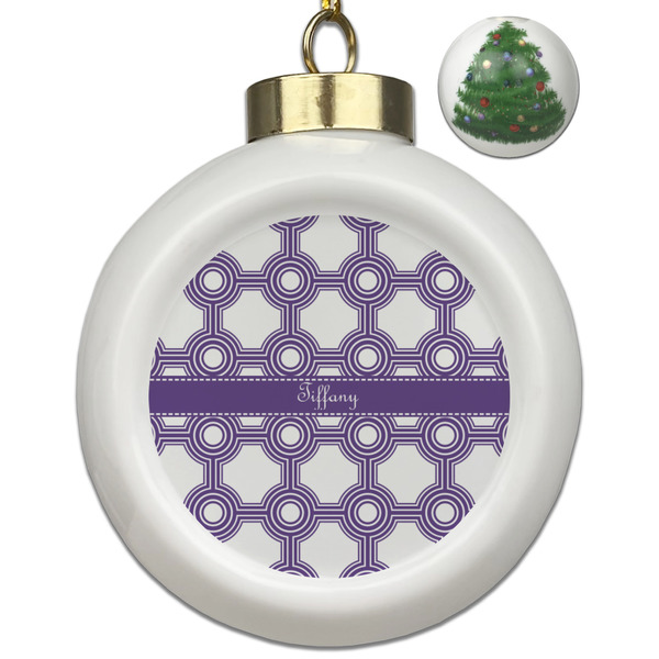 Custom Connected Circles Ceramic Ball Ornament - Christmas Tree (Personalized)