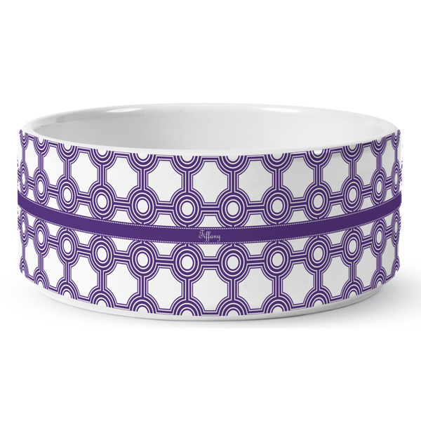 Connected Circles Ceramic Dog Bowl - Medium - Front