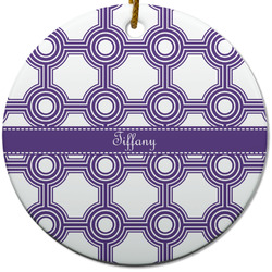 Connected Circles Round Ceramic Ornament w/ Name or Text