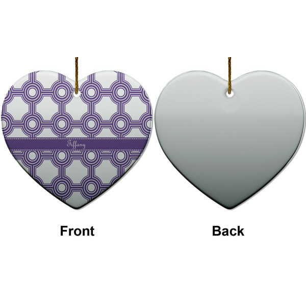 Connected Circles Ceramic Flat Ornament - Heart Front & Back (APPROVAL)