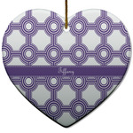 Connected Circles Heart Ceramic Ornament w/ Name or Text