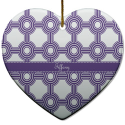 Connected Circles Heart Ceramic Ornament w/ Name or Text