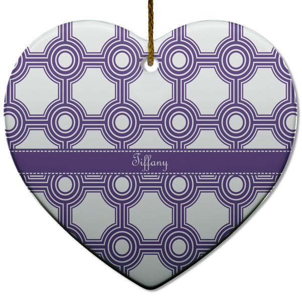 Connected Circles Ceramic Flat Ornament - Heart (Front)