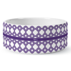Connected Circles Ceramic Dog Bowl - Large (Personalized)